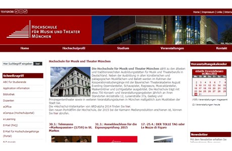 University of Music and Performing Arts Munich Website