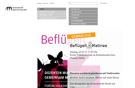 The Cologne University of Music Website