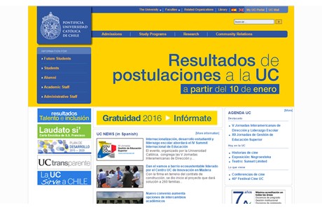Pontifical Catholic University of Chile Website