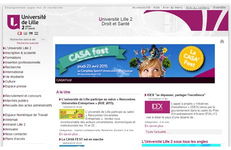 Lille 2 University of Health and Law Website